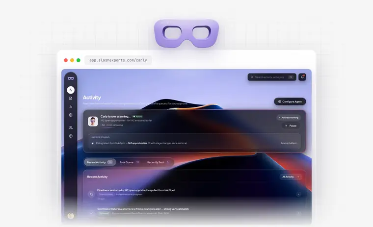 A SlashExperts demo running on a live deal